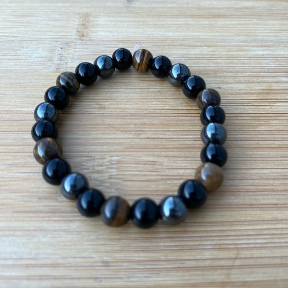 Triple Protection Hematite Tiger Eye Black Bead bracelet - Picture 1 of 8